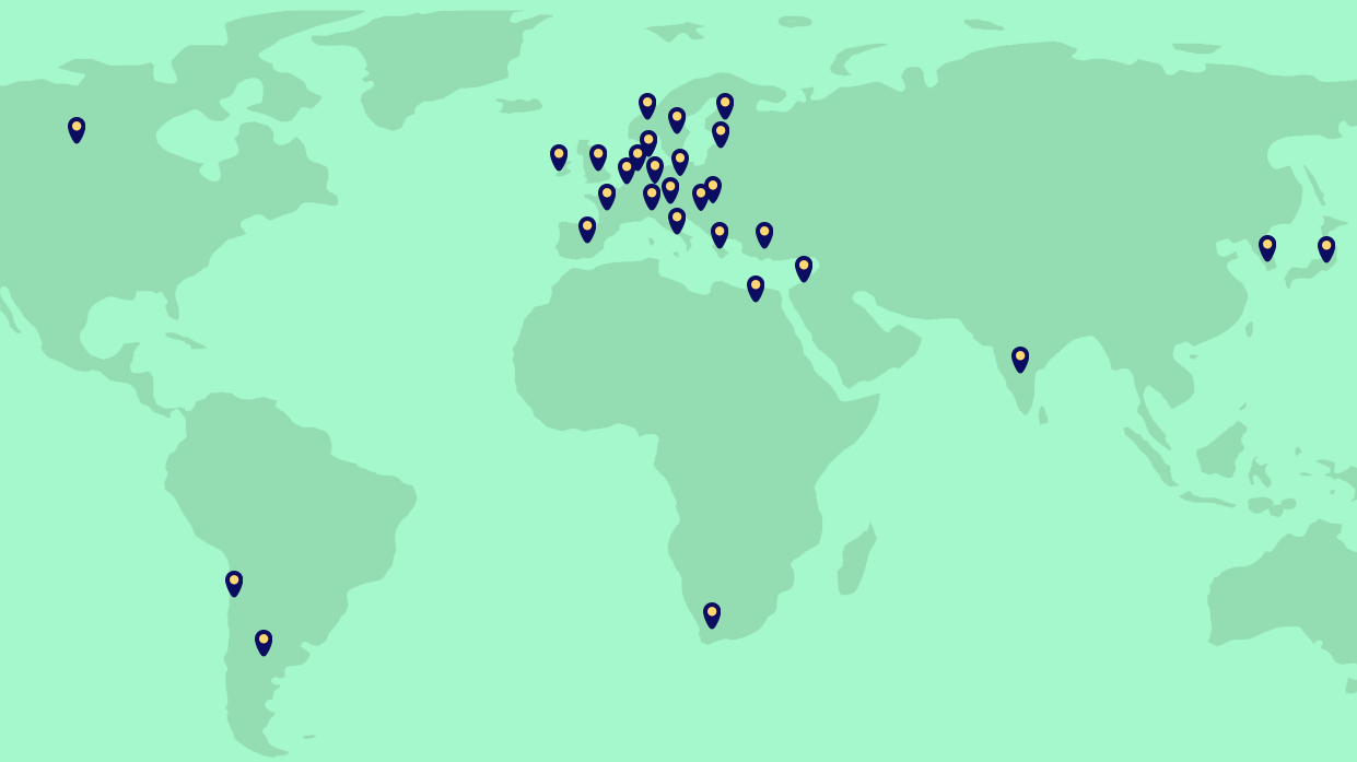 World map with all JPIAMR member countries